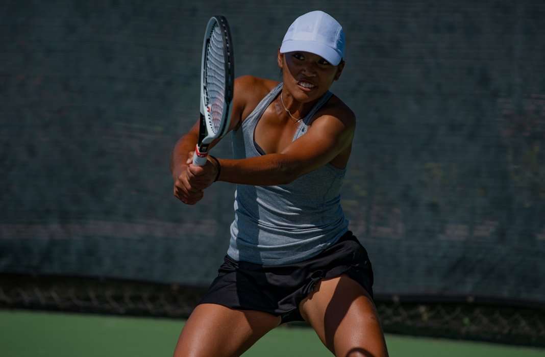 Eryn Cateyano of USC Women's Tennis returns during the 2020 Oracle ITA Masters by UTR